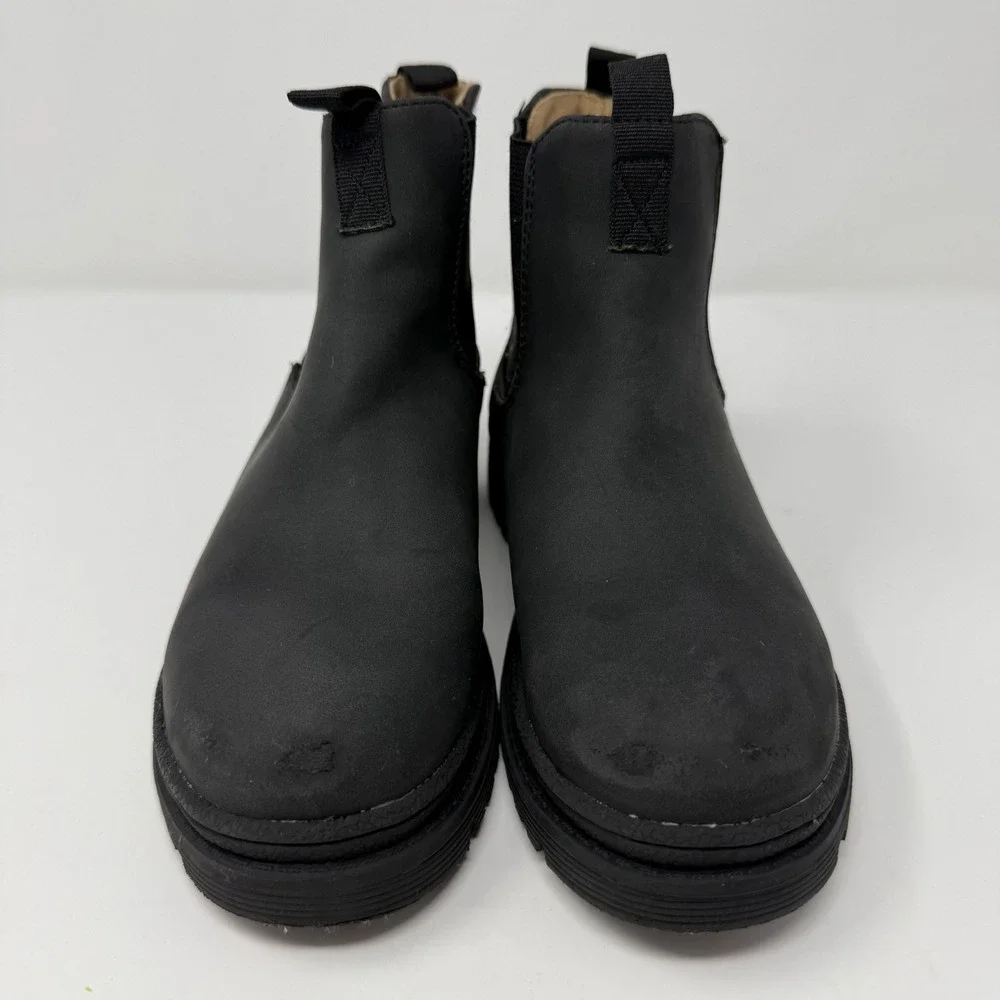 Cotton On Kids Black Matte Chelsea Boots Size 1 US Kids Lug Sole‎